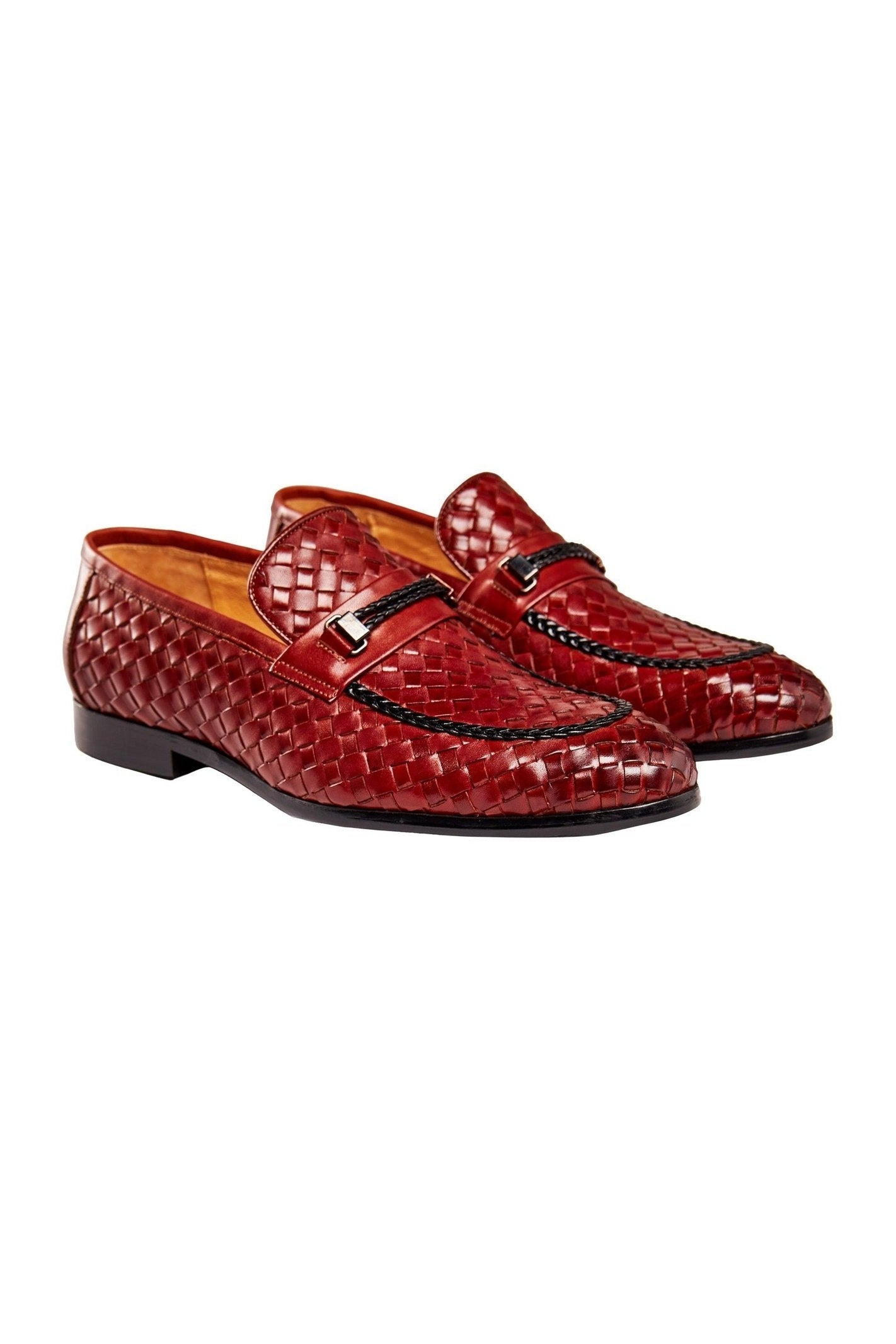 BROWN WOVEN LEATHER LOAFERS