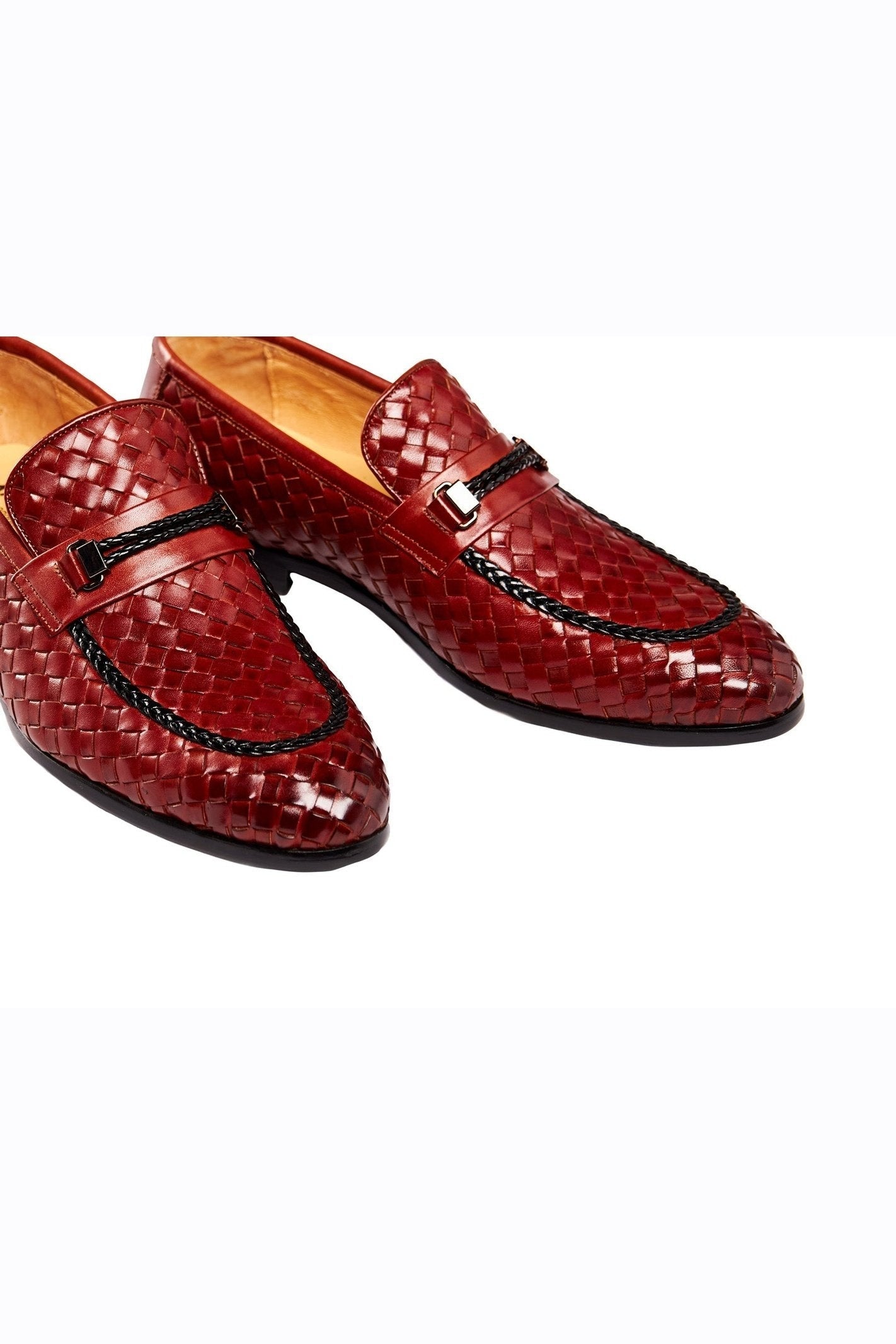 BROWN WOVEN LEATHER LOAFERS
