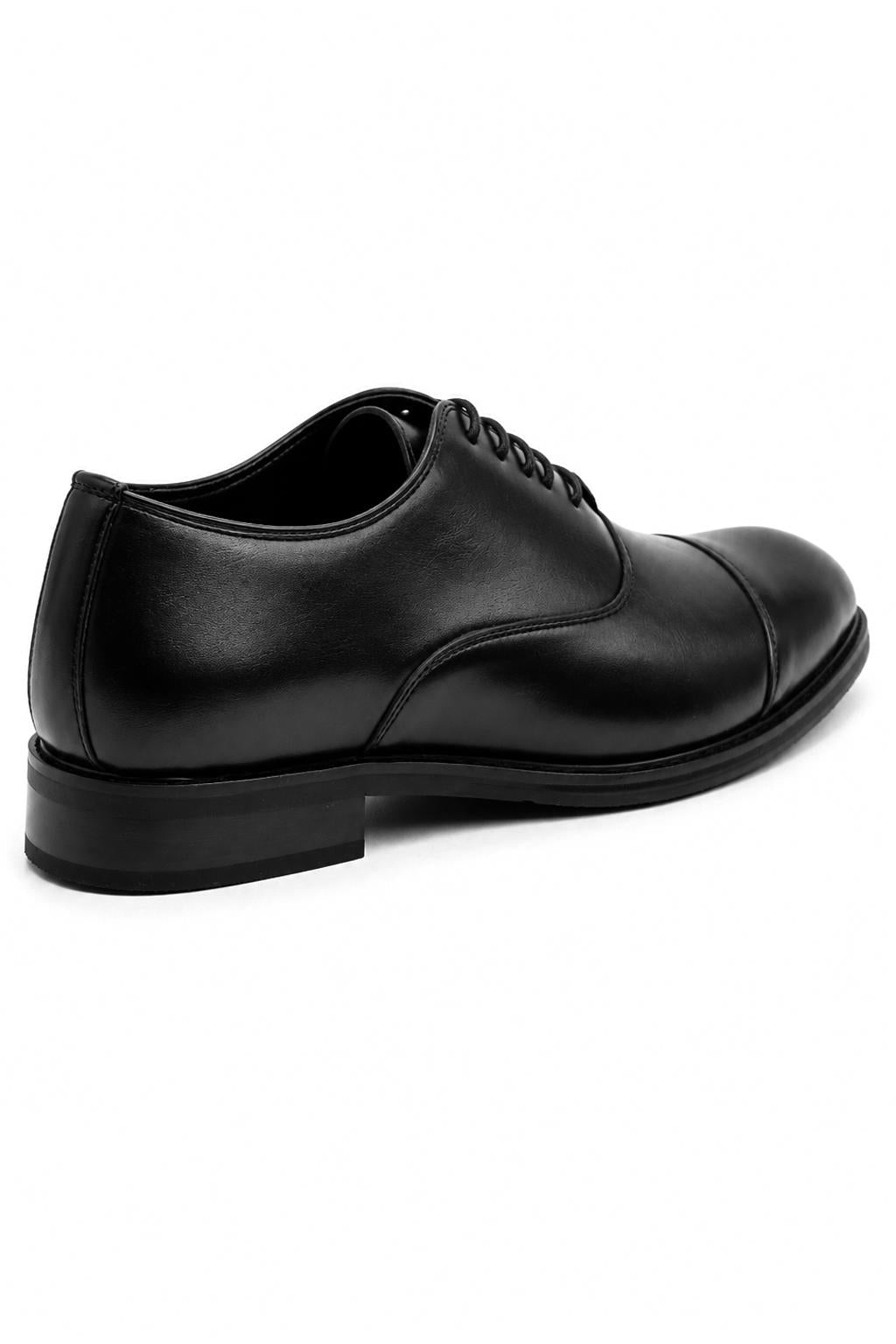 Men's Black Faux Leather Toe Cap Oxford Shoes Sartorial Shoes
