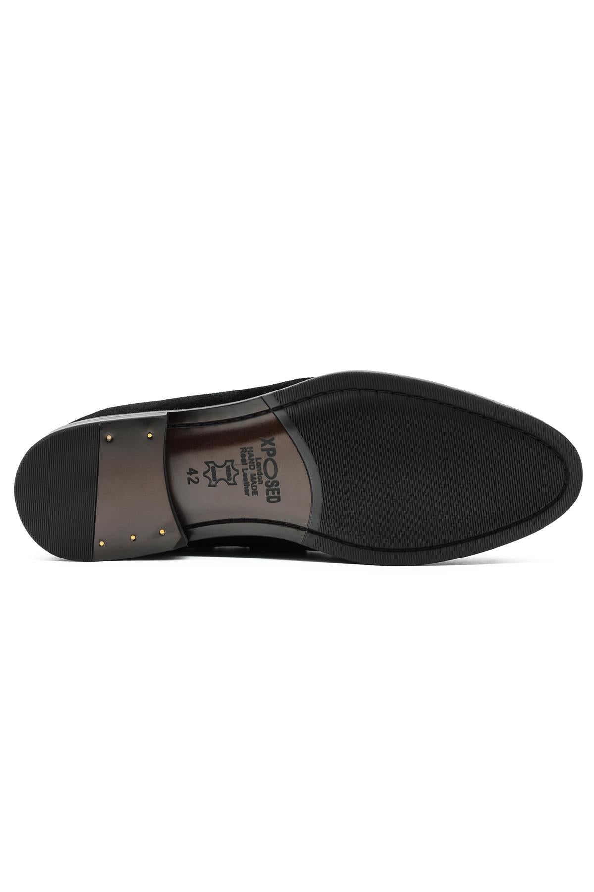 PABLO Men’s Black Real Suede Leather Tassel Loafers Sartorial Shoes