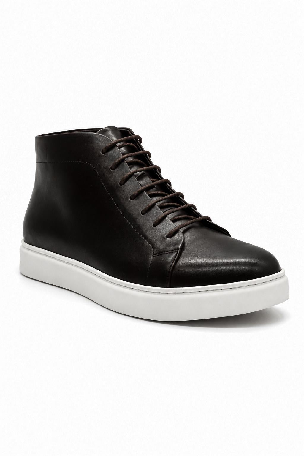 ASTER - Men’s Coffee Brown Leather Ankle Trainer Boots Sartorial Shoes