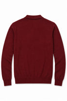 Men's Maroon 100% Cotton Fine Knit Button Neck Polo Jumper CAVANI