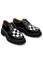 Men's Shiny Patent Black & White Mod-Style Chunky Derby Shoes Sartorial Shoes