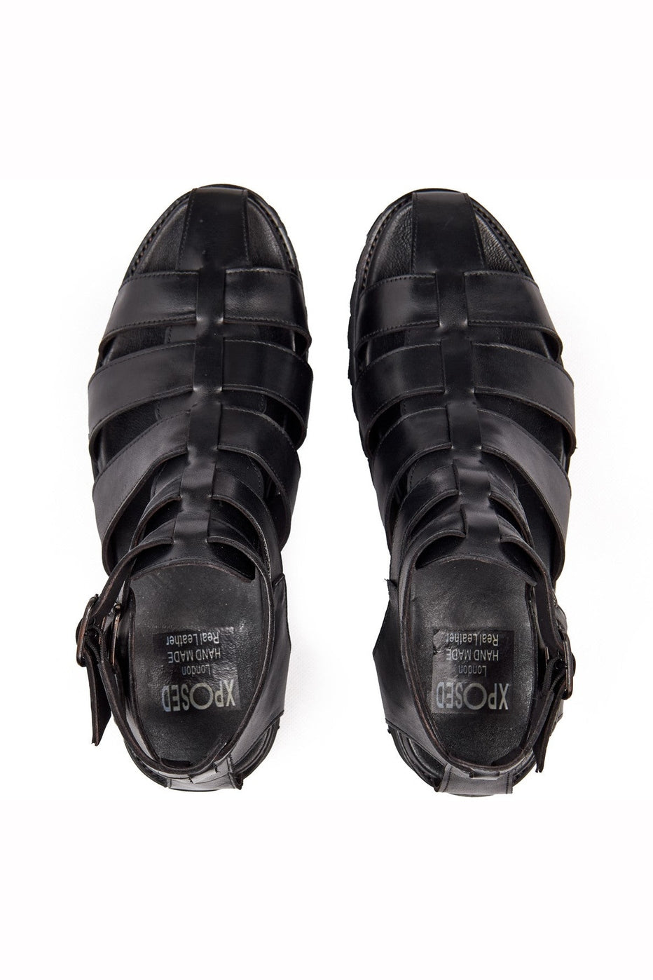 BLACK CROSS STRAP SANDALS