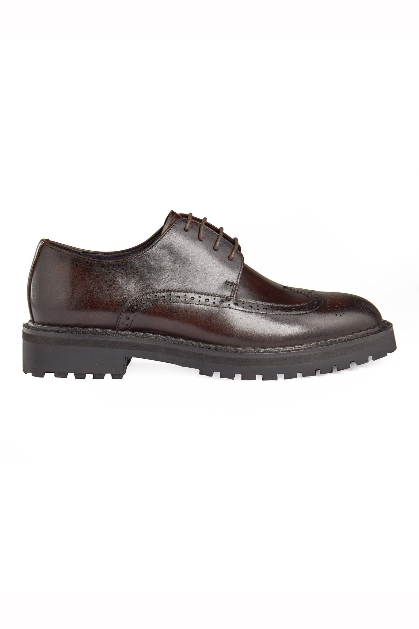 BROWN SEMI BROGUE DERBY SHOES