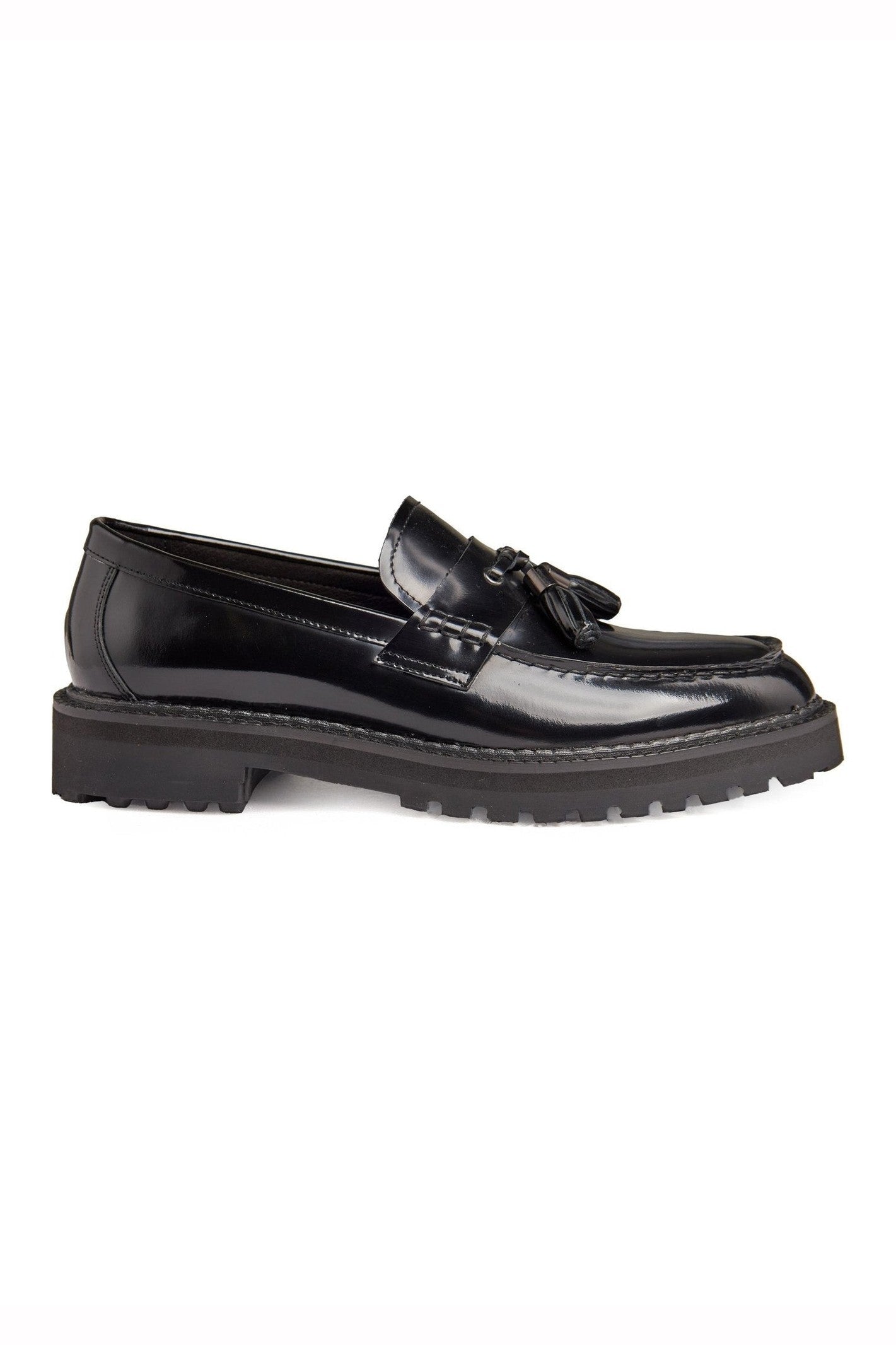 BLACK PATENT LEATHER TASSEL LOAFERS