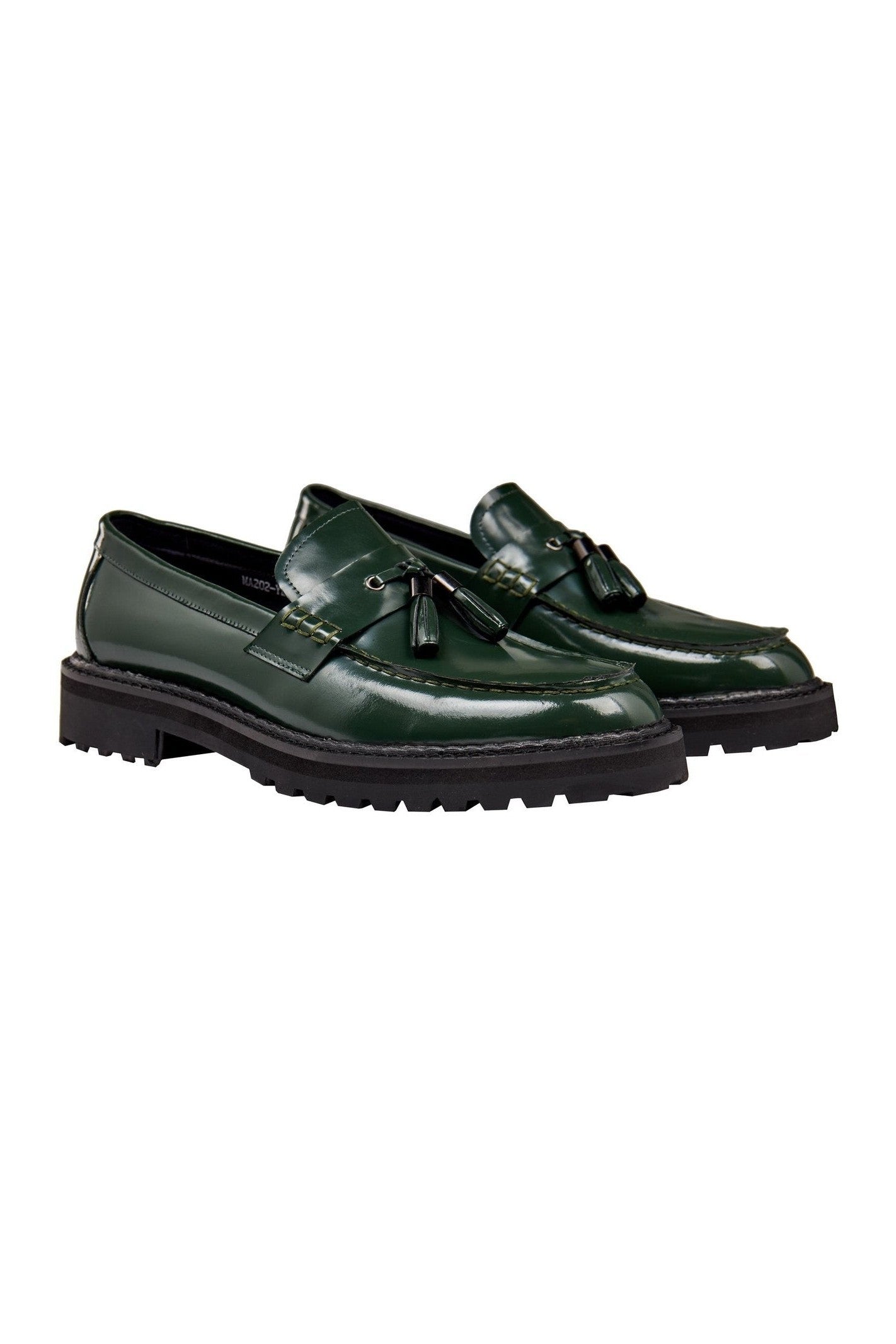 GREEN PATENT LEATHER TASSEL LOAFERS
