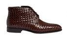 BROWN WOVEN LEATHER CHUKKA BOOTS XPOSED London