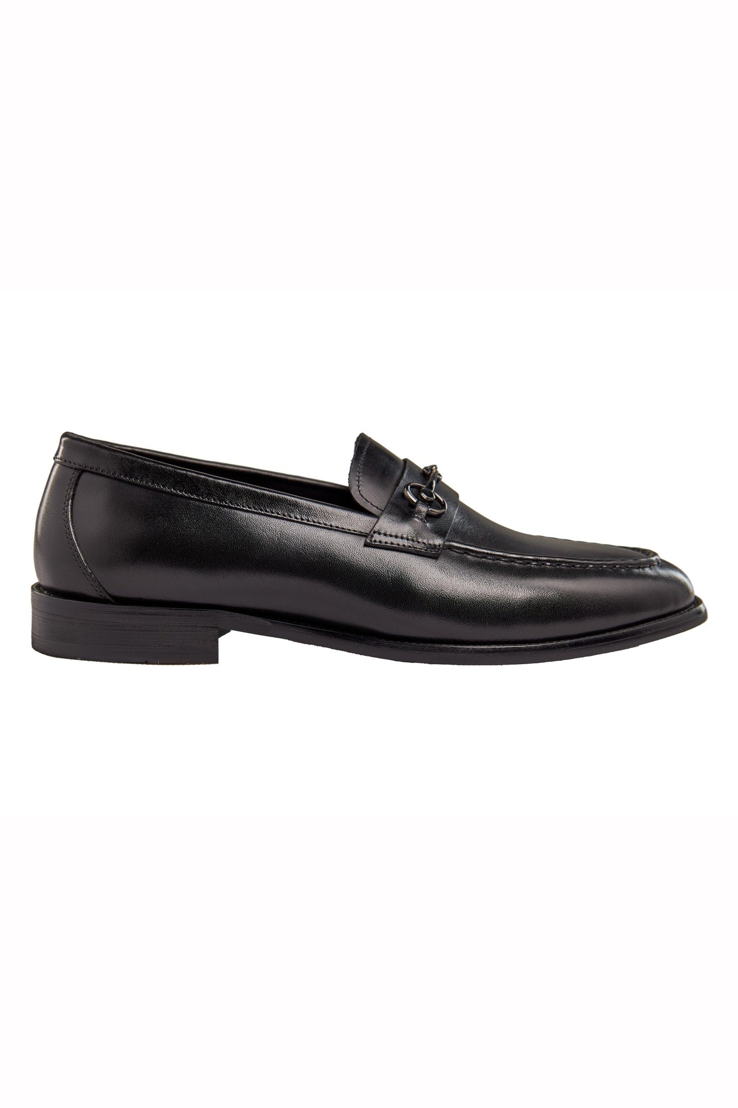 BLACK SNAFFLE BUCKLE LEATHER SHOES