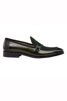 GREEN LEATHER & SUEDE MONK SHOES