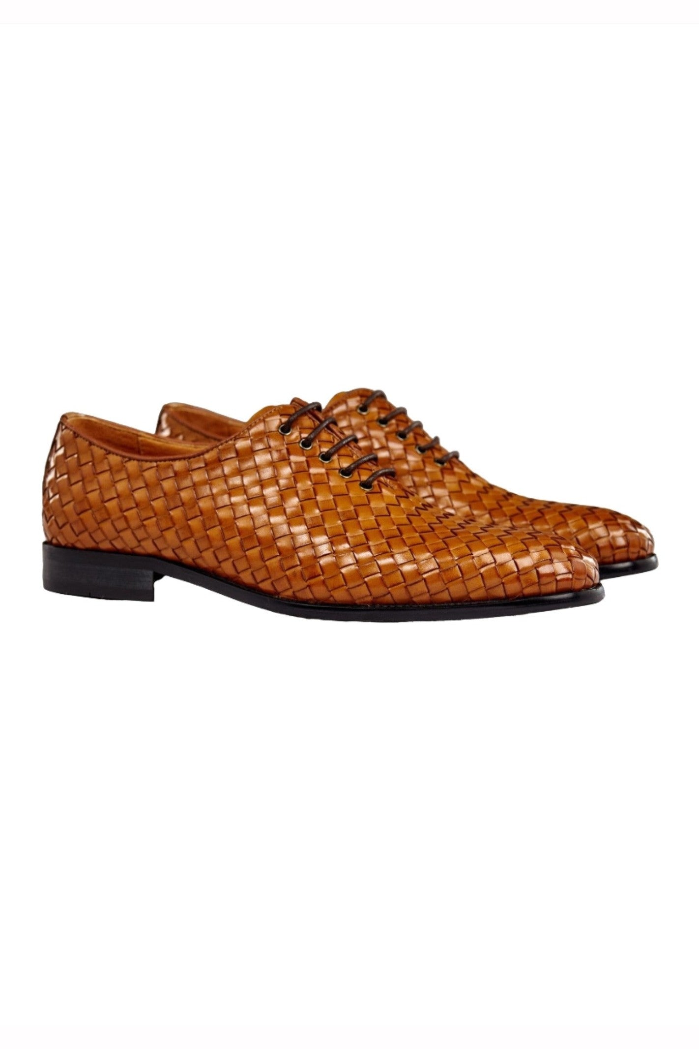 WOVEN LEATHER SHOES IN TAN