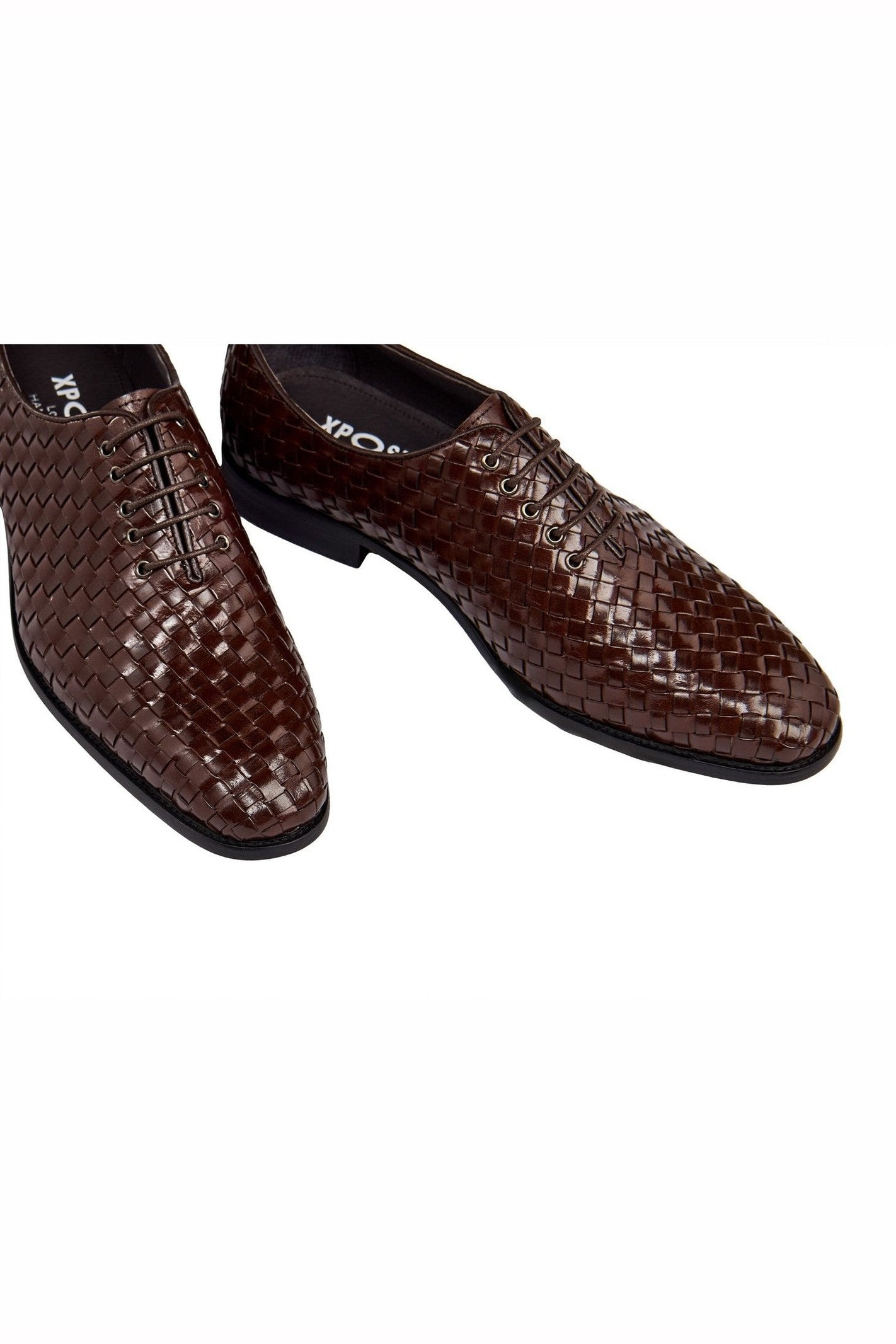 BROWN WOVEN LEATHER SHOES