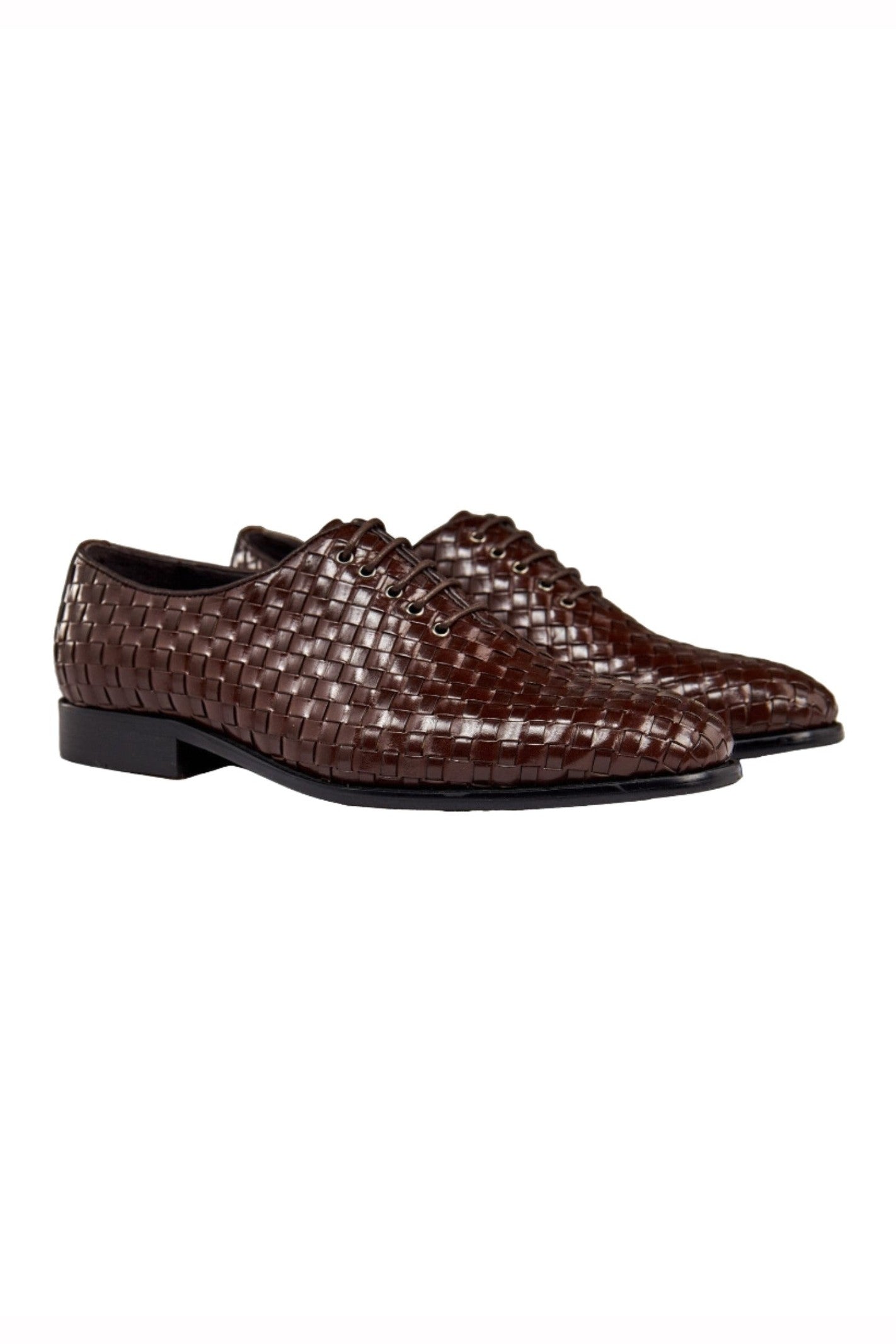 BROWN WOVEN LEATHER SHOES