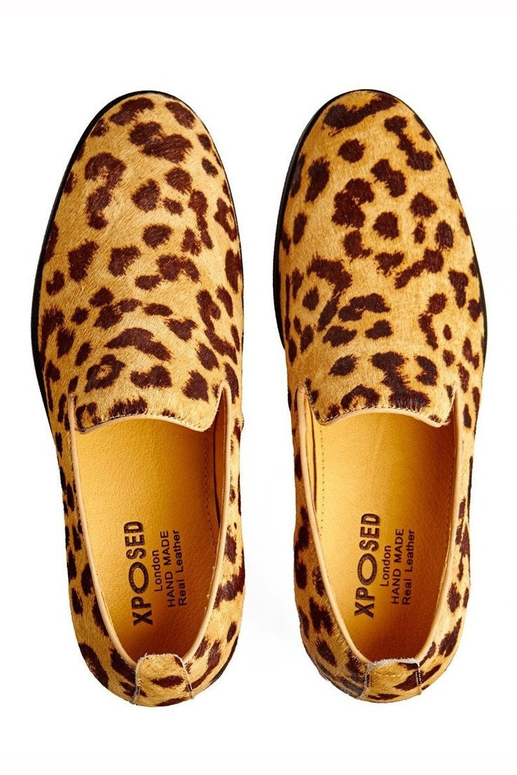LEOPARD PRINT LEATHER LOAFERS