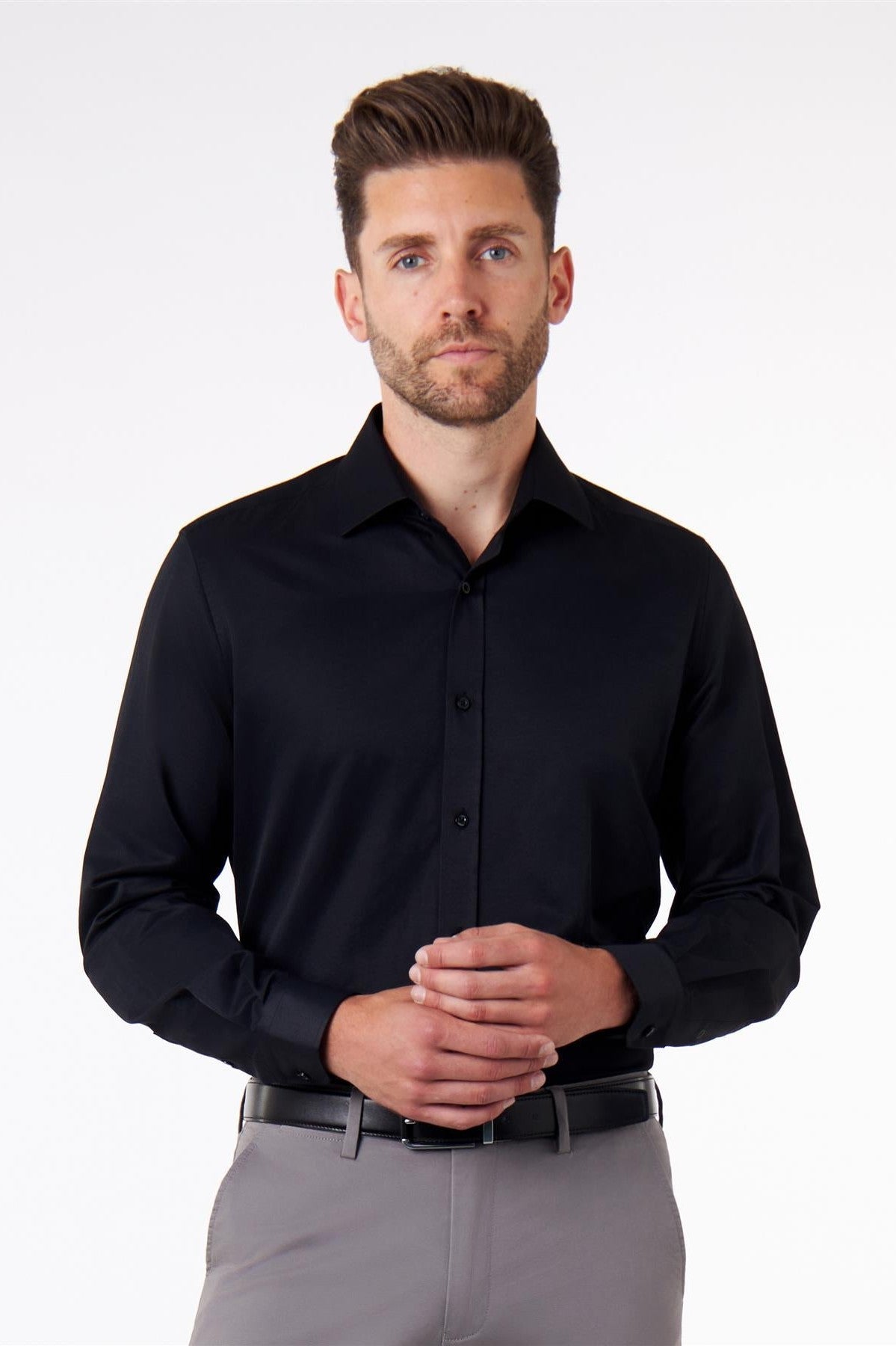 CLASSIC BLACK SINGLE CUFF TAILORED FIT SHIRT