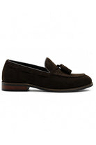 PABLO Men’s Brown Real Suede Leather Tassel Loafers Sartorial Shoes