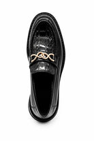 Men's Black Patent Slip-On Loafers Gold Buckle & Chunky Sole Sartorial Shoes