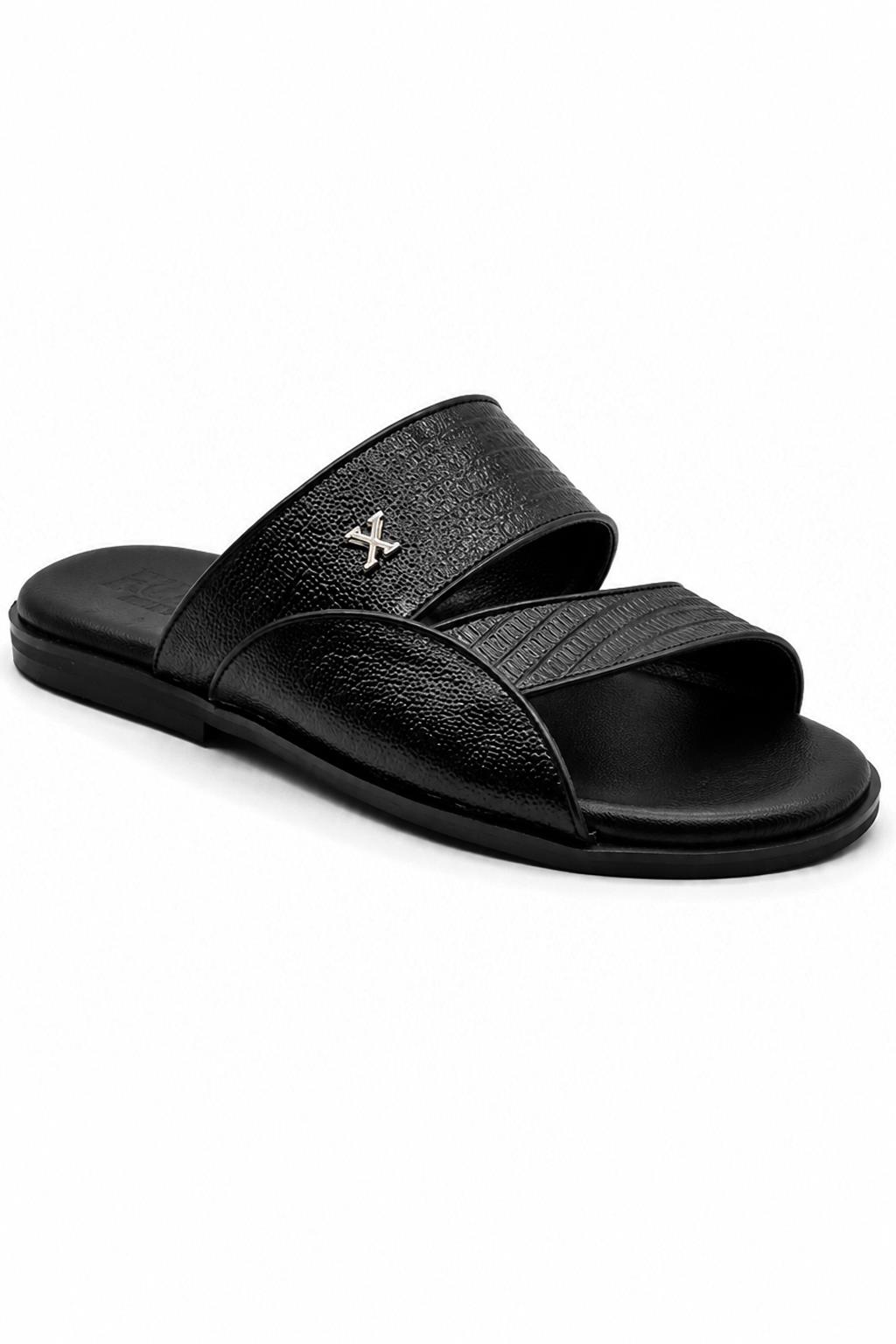 Men's Handmade Black Real Leather Toe Loop Sandals Sartorial Shoes