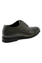 Men's Grey Embossed Faux Leather Lace up Derby Shoes Sartorial Shoes
