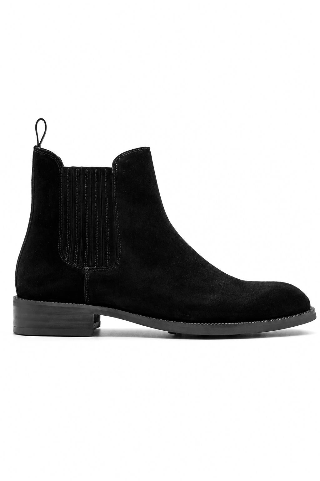 RAMOS Men’s Black Smooth Suede Leather Chelsea Boots Sartorial Shoes