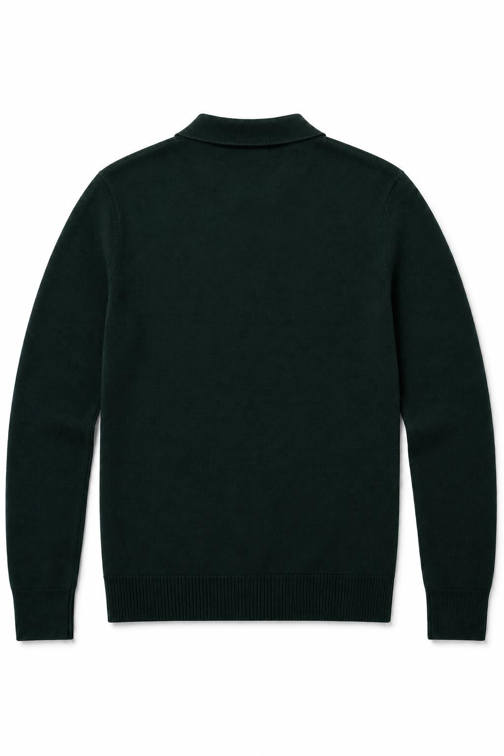 Men's Green 100% Cotton Fine Knit Button Neck Polo Jumper CAVANI