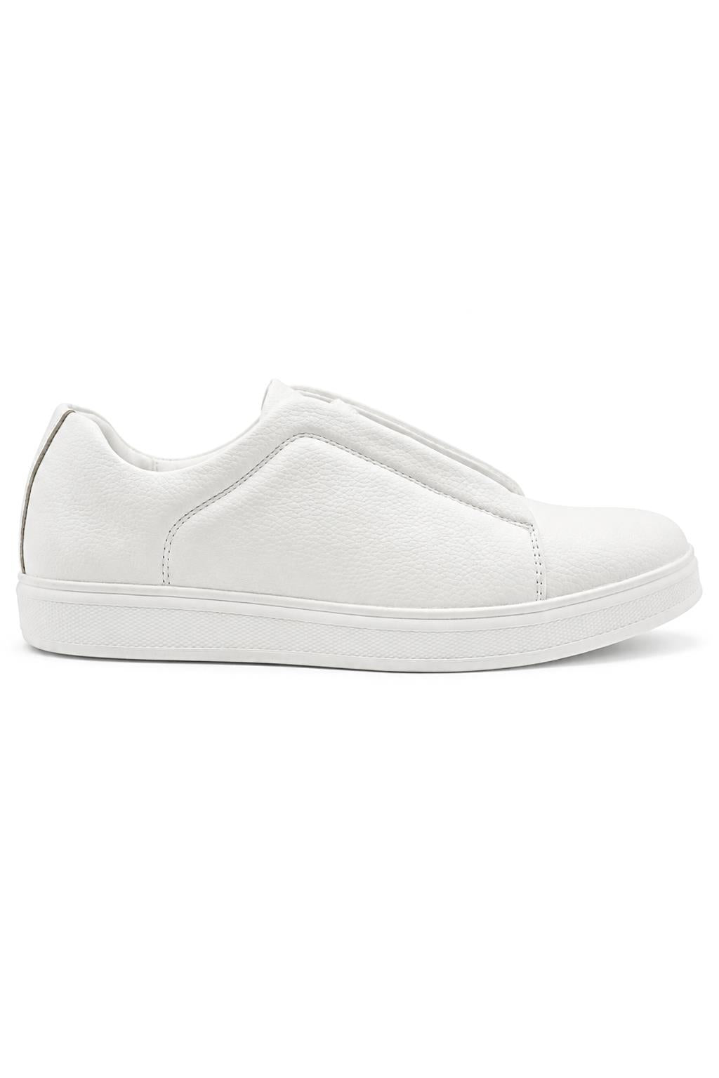 Men’s White Faux Leather Slip-On Trainers Sartorial Shoes