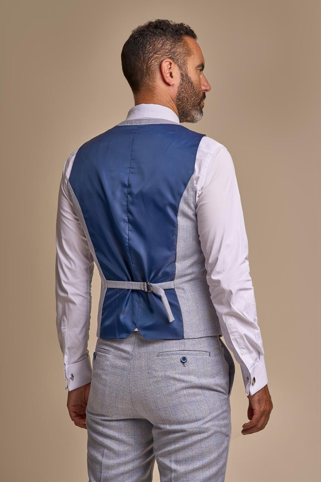 MENS CARIDI SKY BLUE TAILORED FIT THREE PIECE SUIT CAVANI