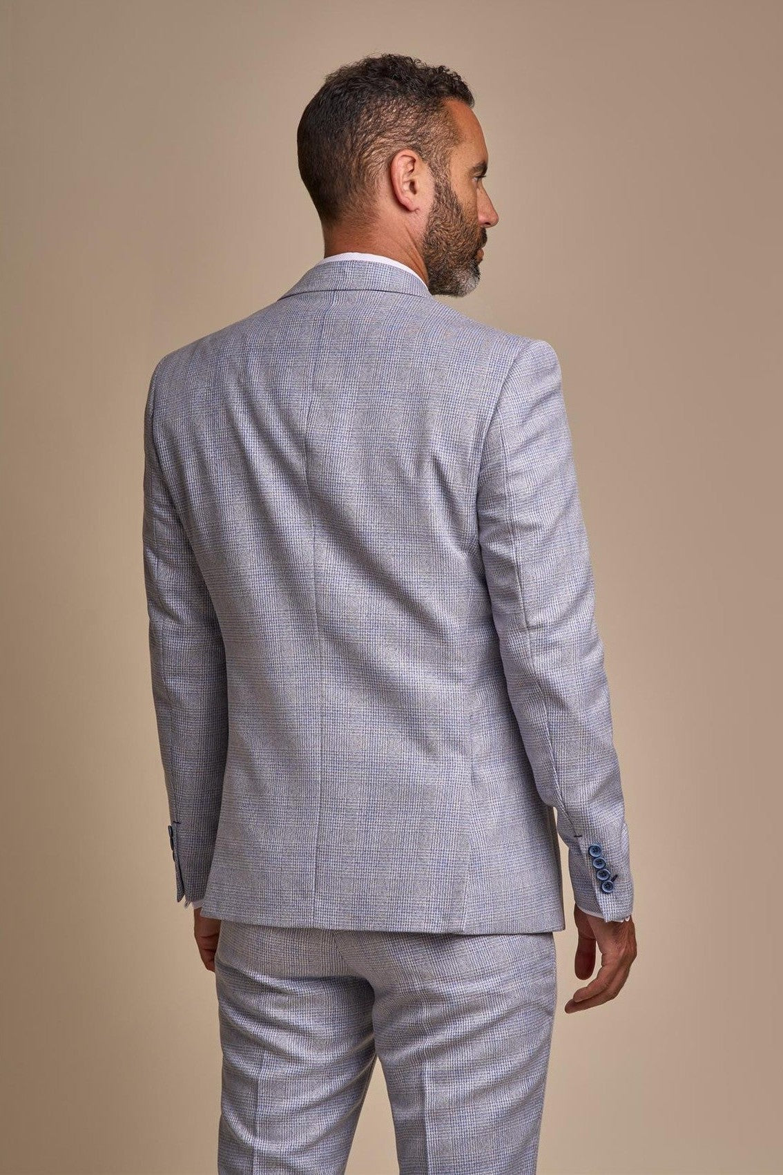 MENS CARIDI SKY BLUE TAILORED FIT THREE PIECE SUIT CAVANI