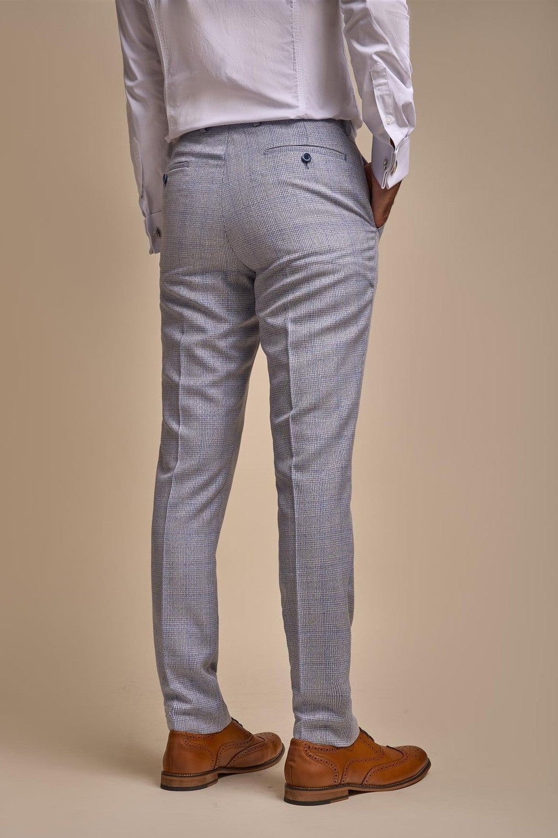 MENS CARIDI SKY BLUE TAILORED FIT THREE PIECE SUIT CAVANI