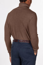 Men's Mocha 100% Cotton Fine Knit Roll Neck Jumper CAVANI