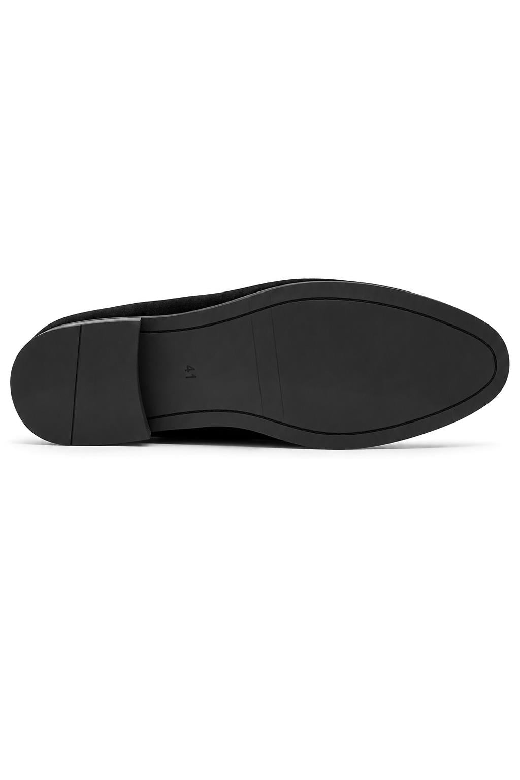 Men's Black Smooth Velvet Gold Chain Dress Loafers Sartorial Shoes
