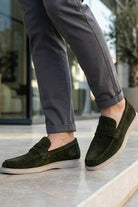 Men’s Milo Green Suede Leather Penny Loafers Sartorial Shoes