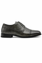 Men's Grey Embossed Faux Leather Lace up Derby Shoes Sartorial Shoes