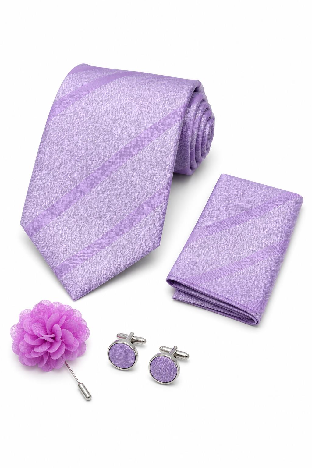 Men’s Purple Striped 4-Piece Tie Gift Set Sartorial Shoes