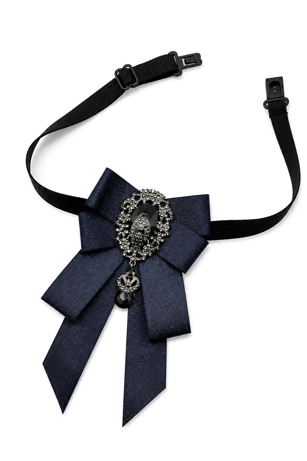 Men’s Navy Glitter Jewelled Short Wedding Ribbon Brooch Bow Tie Sartorial Shoes