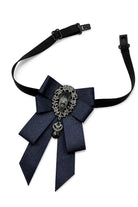 Men’s Navy Glitter Jewelled Short Wedding Ribbon Brooch Bow Tie Sartorial Shoes