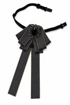 Men’s Dark Grey Jewelled Ribbon Brooch Bow Tie Sartorial Shoes