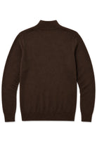 Men's Dark Brown 100% Cotton Fine Knit Quarter Zip Funnel Neck Jumper CAVANI