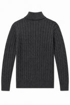 Men's Charcoal Grey 100% Cotton Fine Cable Knit Quarter Zip Neck Jumper CAVANI