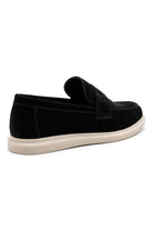Men’s Milo Black Suede Leather Penny Loafers Sartorial Shoes