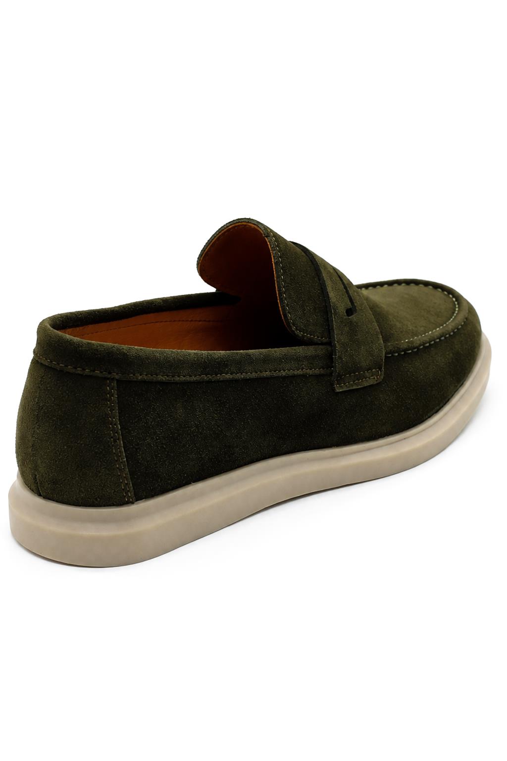 Men’s Milo Green Suede Leather Penny Loafers Sartorial Shoes