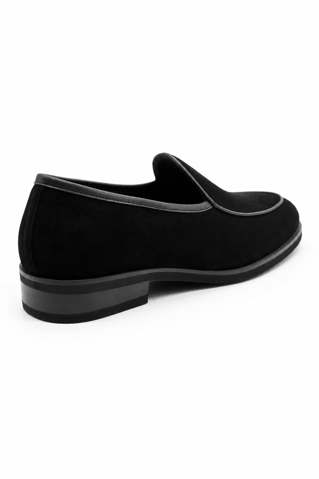 Men's Black Suede Leather Dress Loafers Sartorial Shoes