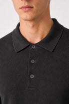 Men's Grey 100% Cotton Fine Knit Button Neck Polo Jumper CAVANI