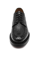 MARLOW Men’s Black Croc-Embossed Leather Moc-Toe Derby Shoes Sartorial Shoes