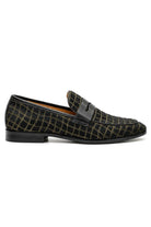 GINO Men’s Black Patterned Horsehair Leather Penny Loafers Sartorial Shoes