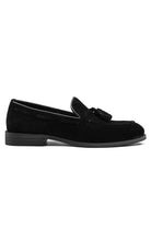 PABLO Men’s Black Real Suede Leather Tassel Loafers Sartorial Shoes