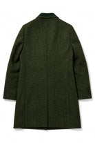 Men's Olive Green Herringbone Wool Blend Tailored Fit Overcoat CAVANI