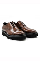 BROWN POLISHED LEATHER OXFORD SHOES – LUG SOLE Sartorial Shoes