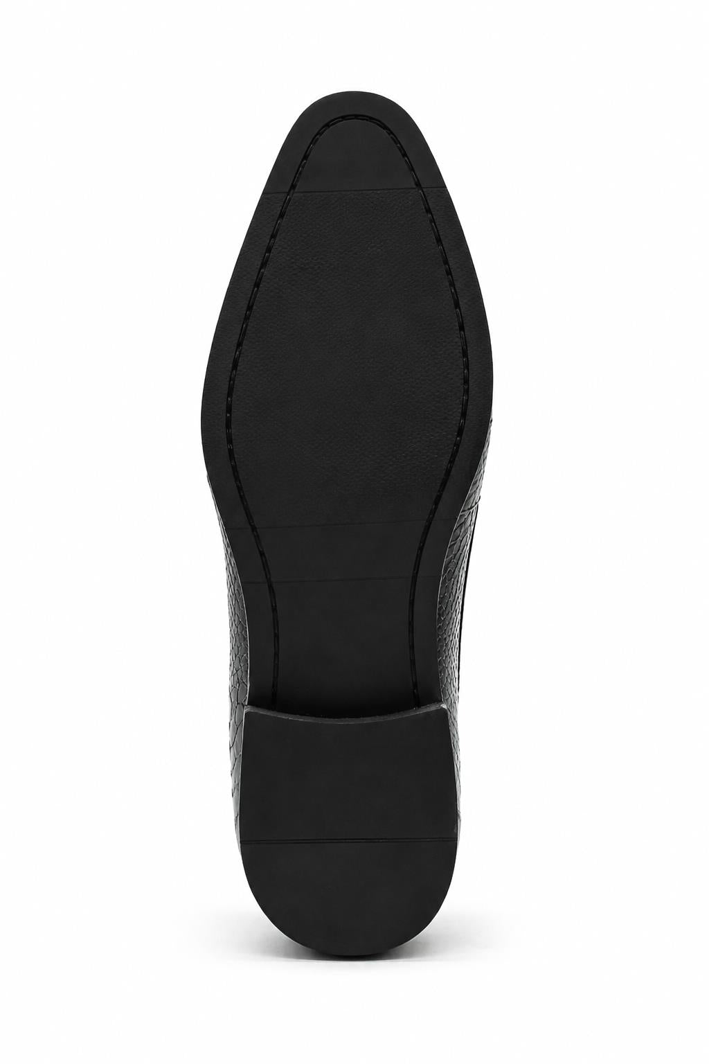 Men's Black Faux Leather Printed Derby Dress Shoes Sartorial Shoes