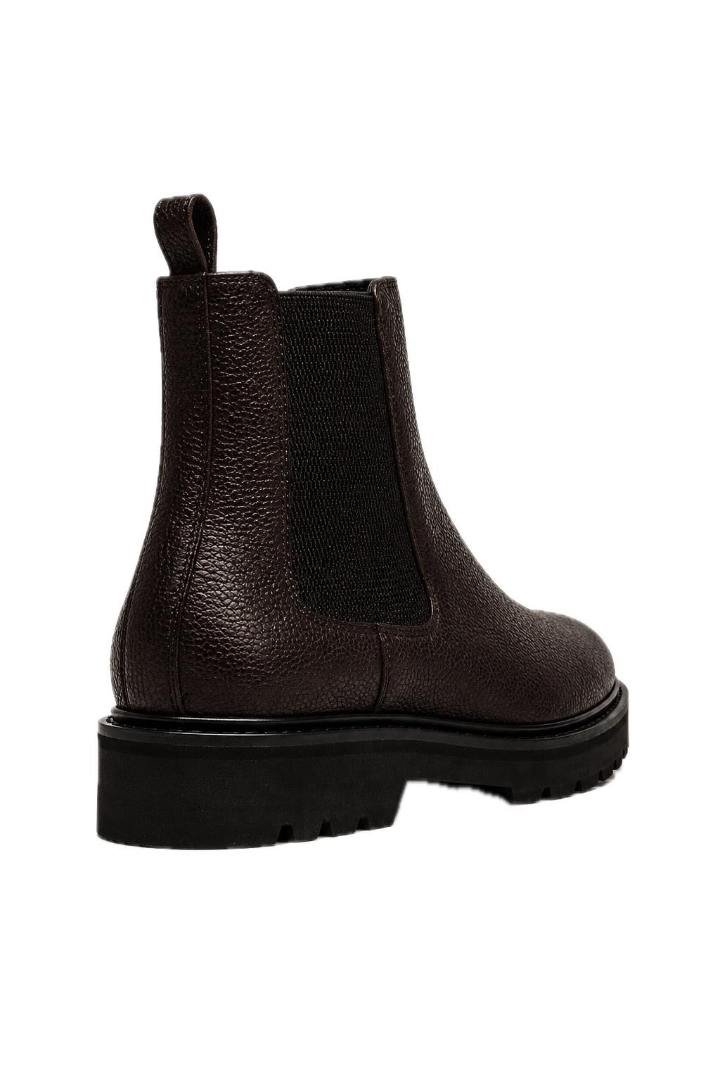 Men’s Brown Grain Leather Lightweight Chunky Sole Chelsea Boots Sartorial Shoes